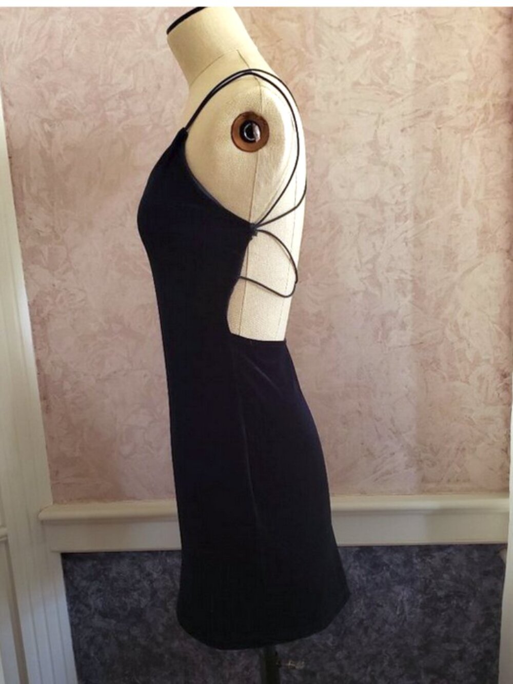 Dark Blue Velvet Windsor Backless Cocktail dress XS - Picture 4 of 10